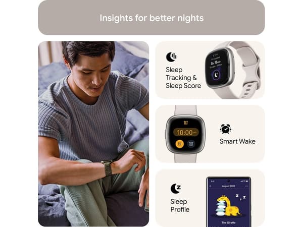 FITBIT Sense 2 smartklocka (Bluetooth – 6 dagars batteritid – Vit)
