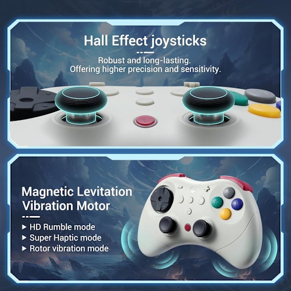 GuliKit Elves 2 Pro Trådlös Spelkontroll för Switch/Switch 2, Windows, iOS och Android - Hall Effect Joysticks, Retro beige