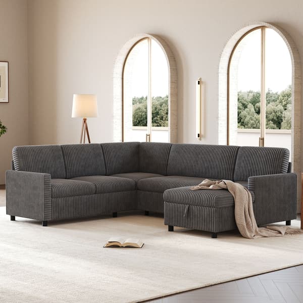 HOMAIRE Modern U-format hörnsoffa med bäddfunktion och förvaring, grå 220×274×85 cm Grå 274 x 220 x 85 cm