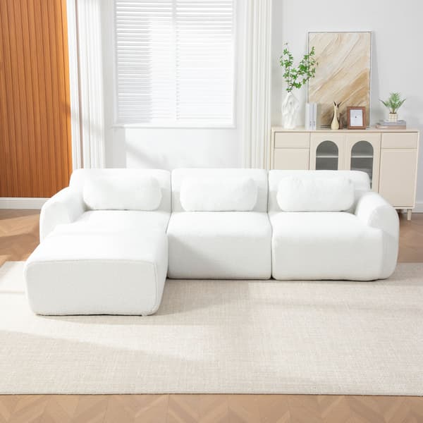 HOMAIRE modulsoffa i chenille med 30D skum, elfenbensvit Ivory 271 x 177 x 71 cm