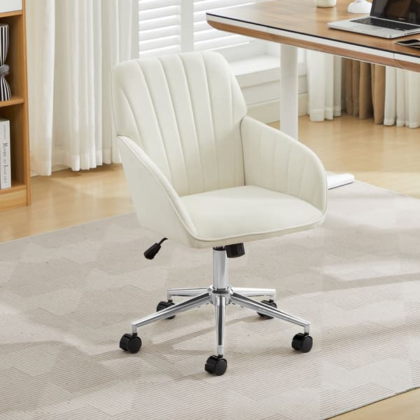 HOMAIRE ergonomisk kontorsstol med höj- och sänkbar sits, vit sammet Vit 60 x 60 x 97 cm