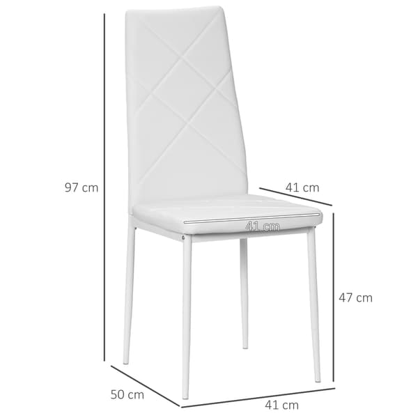 HOMAIRE 4-pack matstolar i vitt konstläder med stålram, 41x50x97 cm Vit
