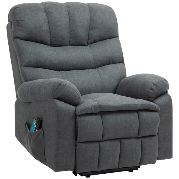 HOMAIRE elektrisk vilstol med massage och uppresningsfunktion, mörkgrå polyester och stål Mörkgrå 100 x 93 x 112 cm