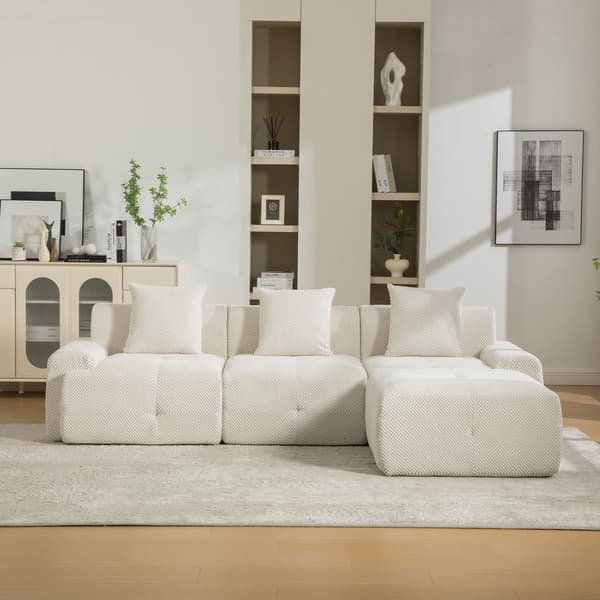 HOMAIRE modulsoffa i chenille med 30D högelastiskt skum, beige Beige