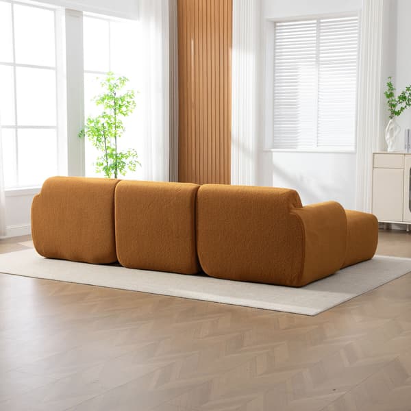 HOMAIRE modulsoffa i chenille med 30D högelastiskt skum, karamellfärgad Caramel 271 x 177 x 71 cm