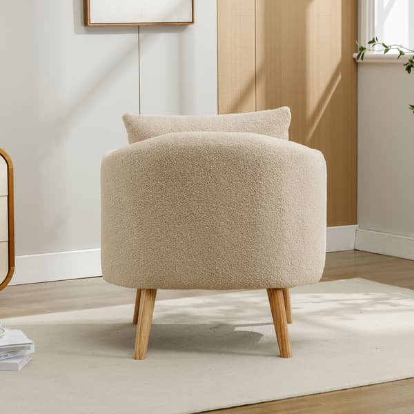 HOMAIRE Teddy-samtsfåtölj med extra tjock kudde, beige Beige 71 x 72 x 71 cm