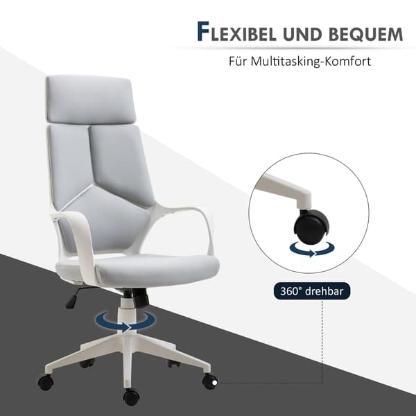 HOMAIRE ergonomisk kontorsstol med nätklädsel, höj- och sänkbar, snurrbar, grå/vit Grå