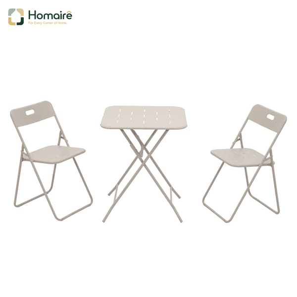 HOMAIRE Utemöbelset 3-del, vikbart bistroset i beige stål Beige