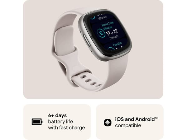 FITBIT Sense 2 smartklocka (Bluetooth – 6 dagars batteritid – Vit)