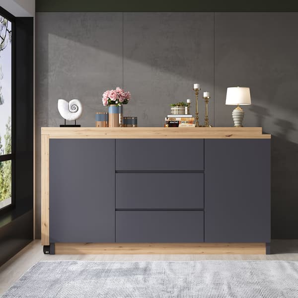 HOMAIRE multifunktionellt skrivbord med låsbara hjul, grå/ek, vikbart och hörnformat Grå, Ek 120 x 50 x 76.5 cm