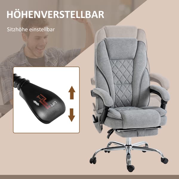 HOMAIRE ergonomisk kontorsstol med massagefunktion, fotstöd, roterbar, grå Grå