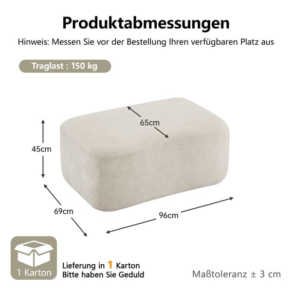 HOMAIRE Ottoman Velvet - Beige sammetpuff Beige 96 x 69 x 45 cm