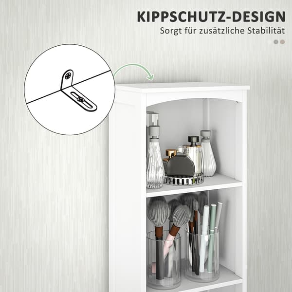 HOMAIRE badrumsskåp med 3 hyllor och 1 låda, robust MDF, vit, 34x24x170,5 cm Vit