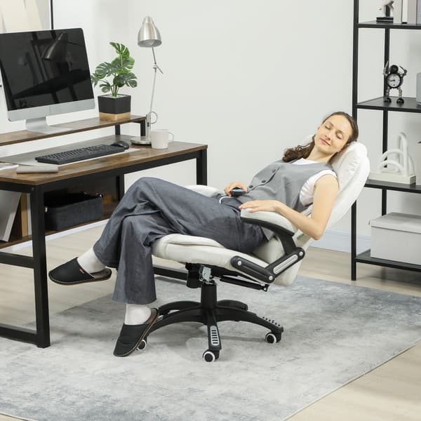 HOMAIRE ergonomisk skrivbordsstol med massagefunktion, gräddvit, 67x74x116 cm Gräddvit