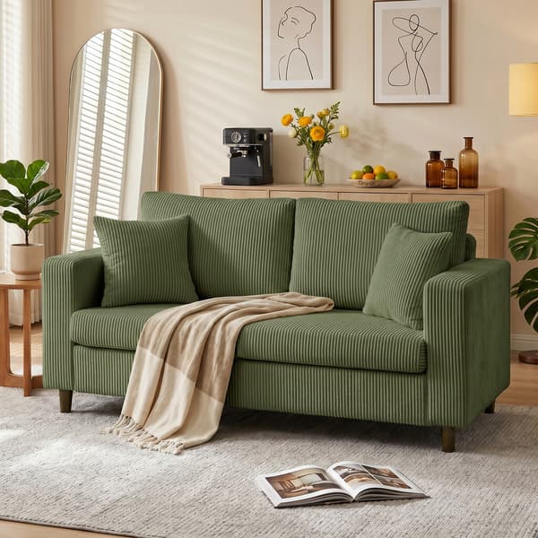 HOMAIRE 2-sitssoffa med Corduroy, 170 cm bredd, extra stor sittyta, grön Grön 170 x 80 x 82 cm