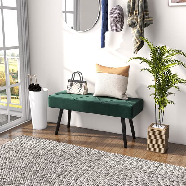 HOMAIRE sittbänk i sammet, grön, 100x36x45 cm, stoppad med stålben Grön