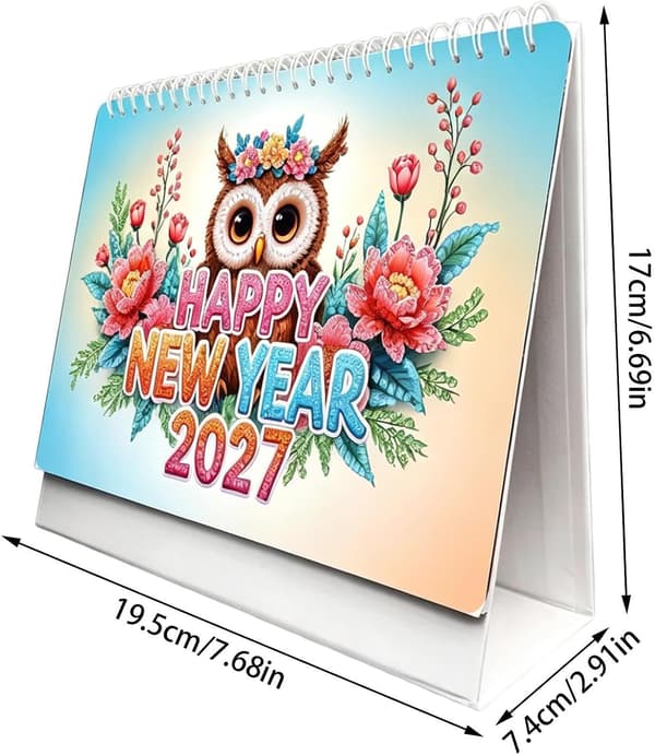 skrivebordskalender 2027 månedlig kunstkreasjon med edelsten DIY C - C