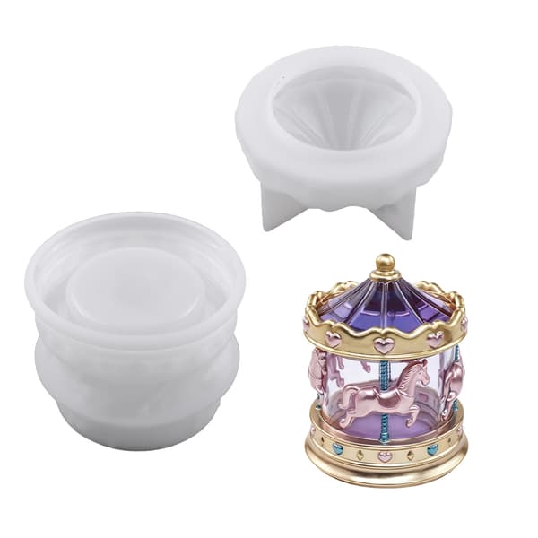 Decorative Carousel Silicone Mold Set for Making Resin Boxes and Cups