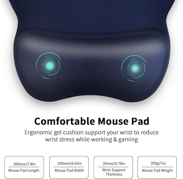 Musematte med ergonomisk håndleddsstøtte, 4 mm musematte med minneskum
