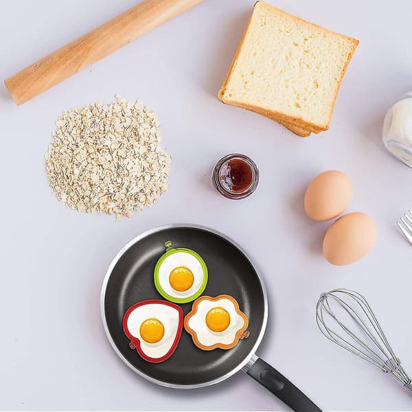 Stekt eggform for stekepanne Eggringer Silikon Pannekakeform Rund Omelettform for matlaging av egg (hjerte)