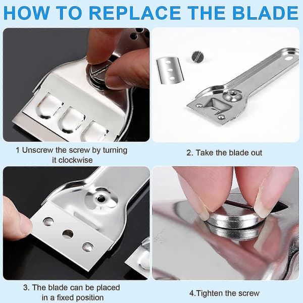 Stainless Steel Ceramic Hob Scraper, Glass Scraper, Induction Hob Scraper with 20 Blades, for Windows/Mirrors