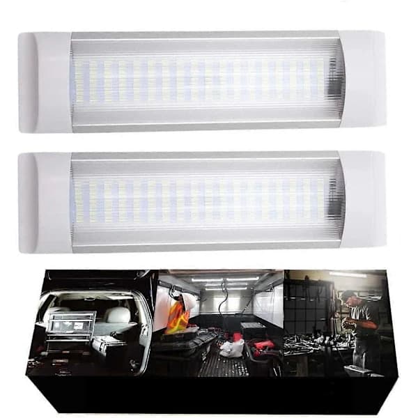 12V 72LED Interiörlampor 2-pack, Taklampor med På/Av-knapp