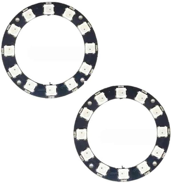 5050 LED innebygd fullfarge kjørefargelys RGB sirkulære ringmoduler (2 stk 12bit) -