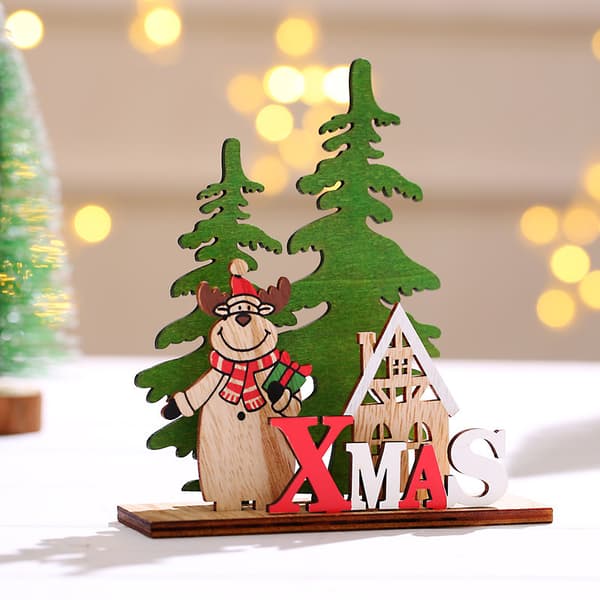 Seks nye julepynt DIY træ små dekorationer Chi