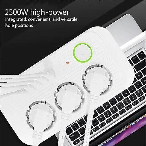 2 meter 2500W forlængerledning med flere grænseflader og komplette certificeringer