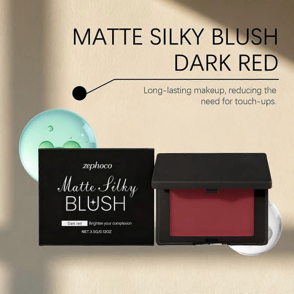Zephocos Dark Red Matte Smooth Blush Is Easy To Blend And Smudge-Proof, Creating A Mood-Setting Makeup Look That Is Versatile For Daily Use