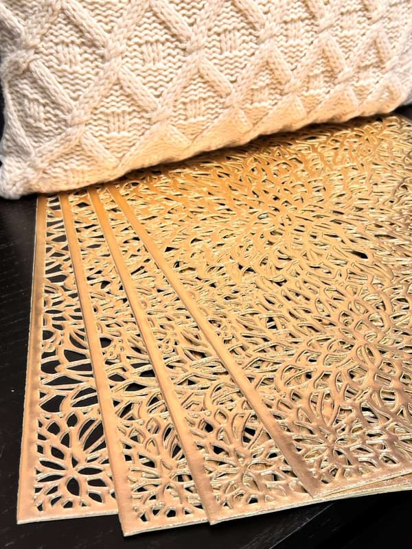Placemat Silver Gold Beige Plastic 45x30 cm 4-pack Guld gold