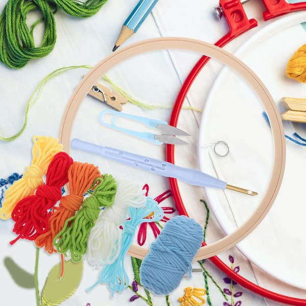Gør-det-selv broderisæt til begyndere 20 cm rund ramme, broderiformtråd