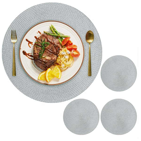 4 kpl punottuja pyöreitä pöytätabletteja harmaa 38cm harmaa gray