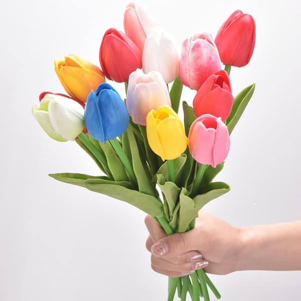 24 blandede farver tulipaner simulerede blomster bryllup hjem mini pu