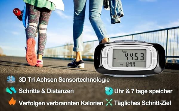 Skritteller med 3D-sensor – Multifunksjonell og enkel skritteller, perfekt for daglig mosjon og helse