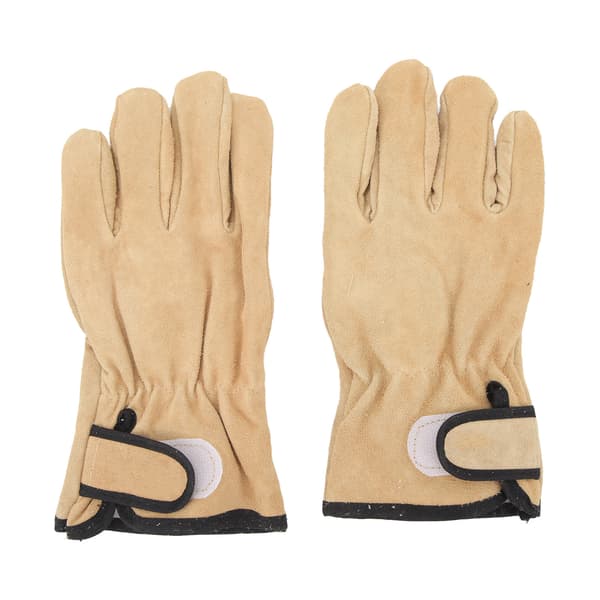 Cowhide Work Gloves Inner Polyester Outer Leather Breathable Heat Resistant Gloves for Grilling Cooking Baking