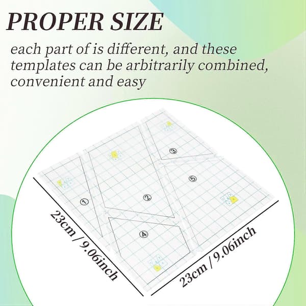 5 Pieces Quilting Template Set Sewing Machine Ruler DIY Hand Patchwork Quilting Ruler Quilt Templates Square Templates[DB]