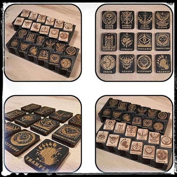 Ability Tracking Counter for Tabletop Games, Fun and Unique Wooden Ability Counters with Storage Box Blue Blue