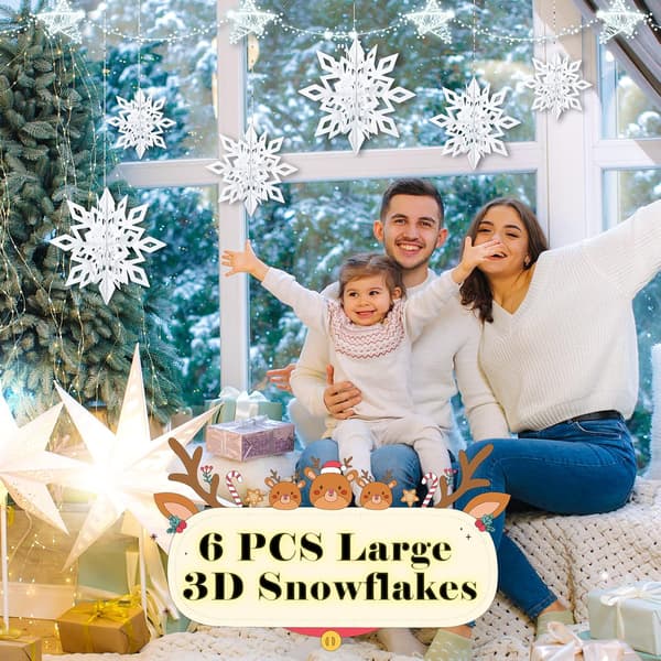 30 Pieces 3D Christmas Snowflake Decoration Hanging 3D Snowflake