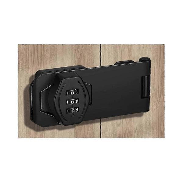 Keyless Cabinet Lock 3-Digit Combination Code Hasp Latch for Drawers and Cabinets Svart