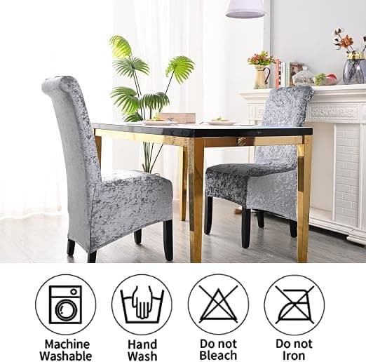 Ruokapöydän tuolinpäällinen (vihreä, 2 kpl), murskattu sametti, laajennettava