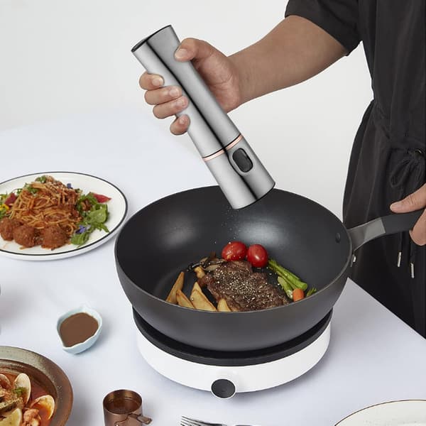 Elektrisk pepperkvern, krydderkvern i rustfritt stål, pepper, salt
