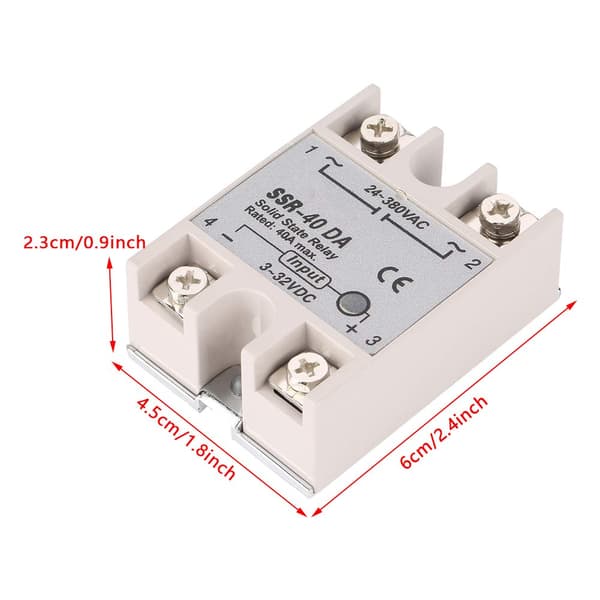 Enkelfaset DC-AC Solid State-relé SSR-40DA 40A Inngangsspenning 3