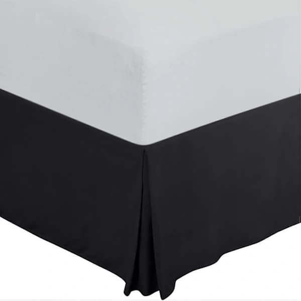 Flæse Kant Sengeskørt Dobbeltbørstet Blød Polyester Mikrofiber - Plisseret - Passer Under Madrassen & Ned Til Gulvet - Sengekappe (Sort)