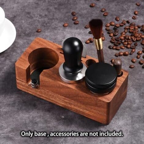 Solid Walnut 54mm Espresso Tamper Station - Barista Workstation with Pressure-Resistant Base and Tamper Holder for Countertop Organizer