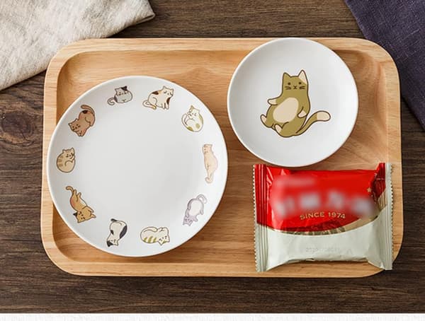 6 stk. keramiske katteforretsfade, sauce-dessertfade -