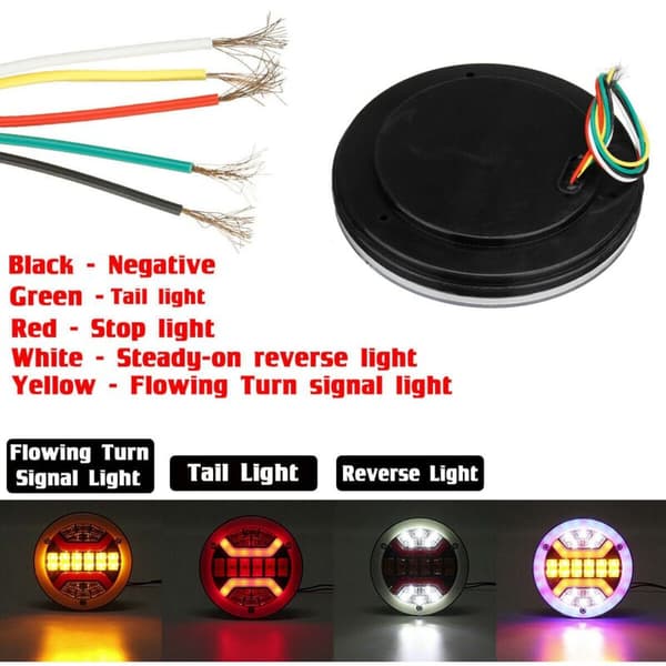 2-delt 43 LED lastebilbaklys for tilhenger campingvogn bobil stoppebrems DRL blinklys