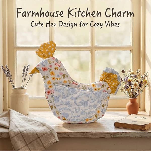 Chicken Shaped Heat Resistant Oven Mitt, Cute Chicken Potholder for Kitchen & BBQ Use