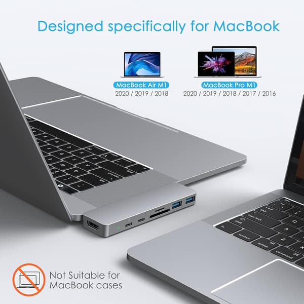 USB-C til Macbook Pro/Air 13\" 15\" 16\", 7-i-1 USB-C til HDMI 4K-adapter