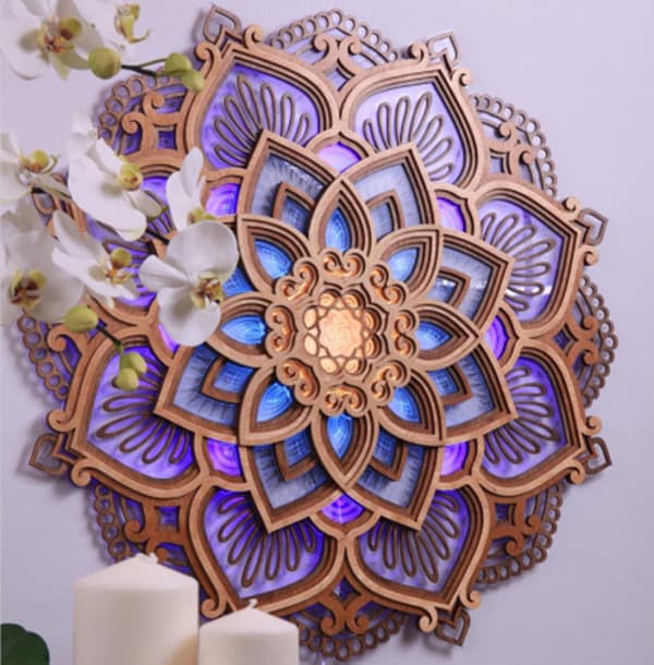 Mandala Yoga Rom LED Nattlys, Tre Mandala Hengende La